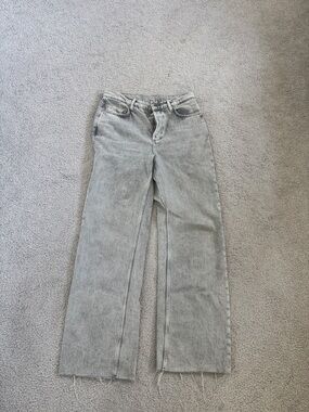 AllSaints Light Gray High-Rise Button-Fly Jeans
